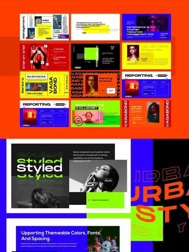 2022年流行的文字混排风ppt设计师作品集模板源文件下载