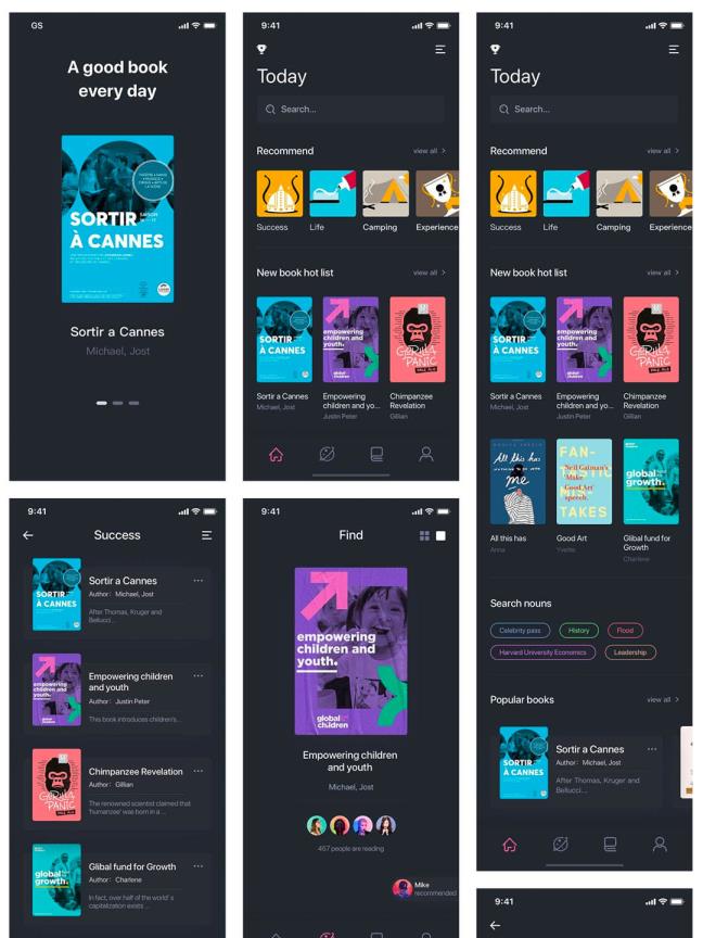 22页暗色全套阅读类APP UI源文件下载,ui资源下载sketch