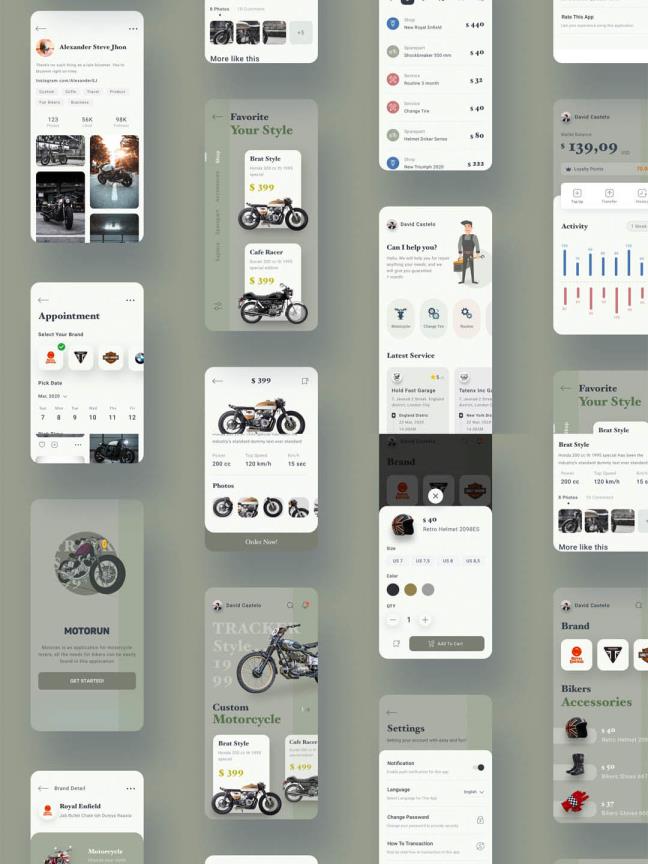 机车摩托车电商App UI源文件下载，机车社区App UI素材sketch源文件下载
