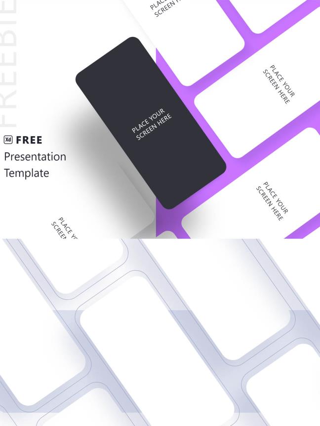 免费UI作品展示样机mockup，简约线框手机样机xd源文件下载
