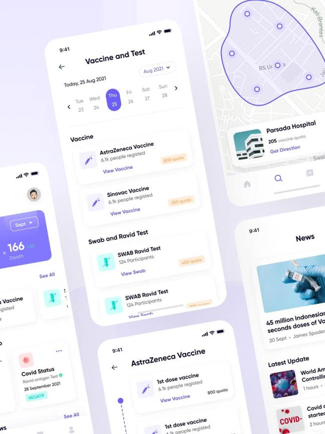 新冠疫苗APP、新冠防疫APP产品UI设计，UI资源素材figma源文件