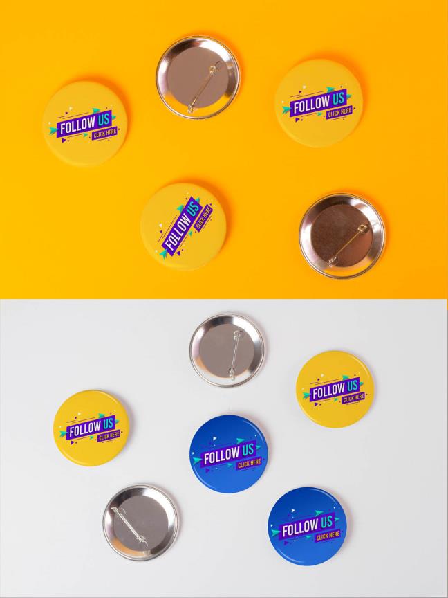 圆形徽章不锈钢胸牌展示样机模板psd源文件下载