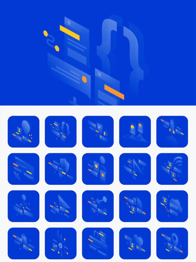 2.5D商务风插画下载，透视状态引导页插画ai源文件