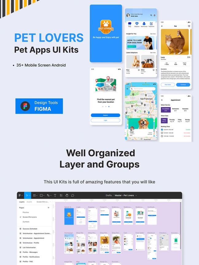 35页宠物商店宠物app UI资源下载，figma源文件下载