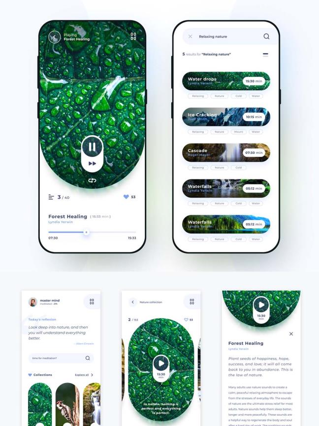 冥想类APP UI界面源文件，figma源文件