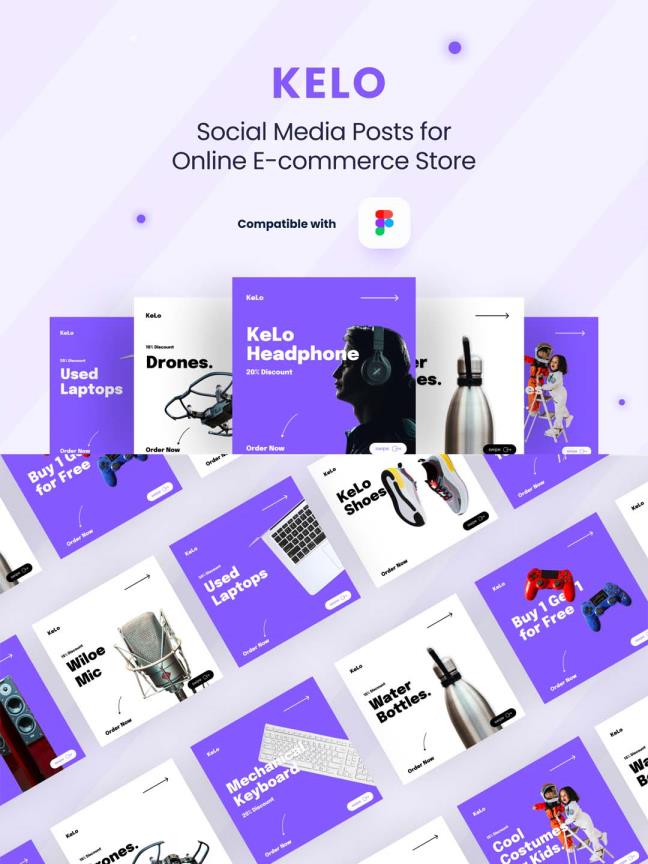 社交媒体帖子、轮播和广告设计,Figma源文件