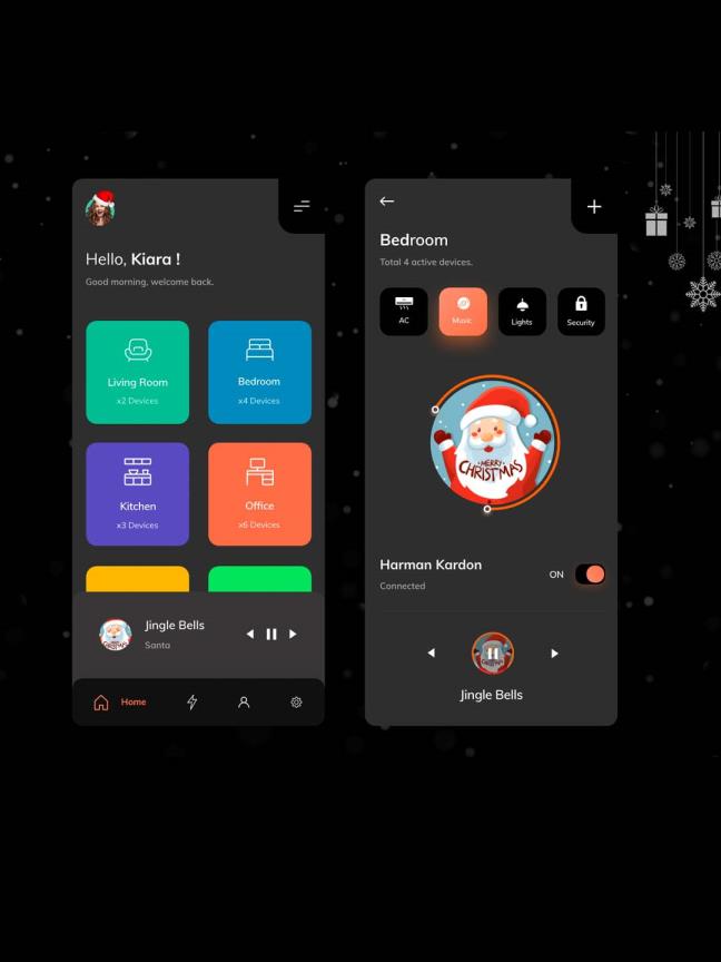 智能家居APP UI KIT ，darkmode暗色模式智能家庭appUI源文件下载