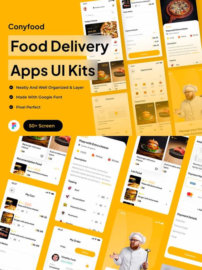 暖色系风格快餐外卖APP UI资源素材xd源文件下载