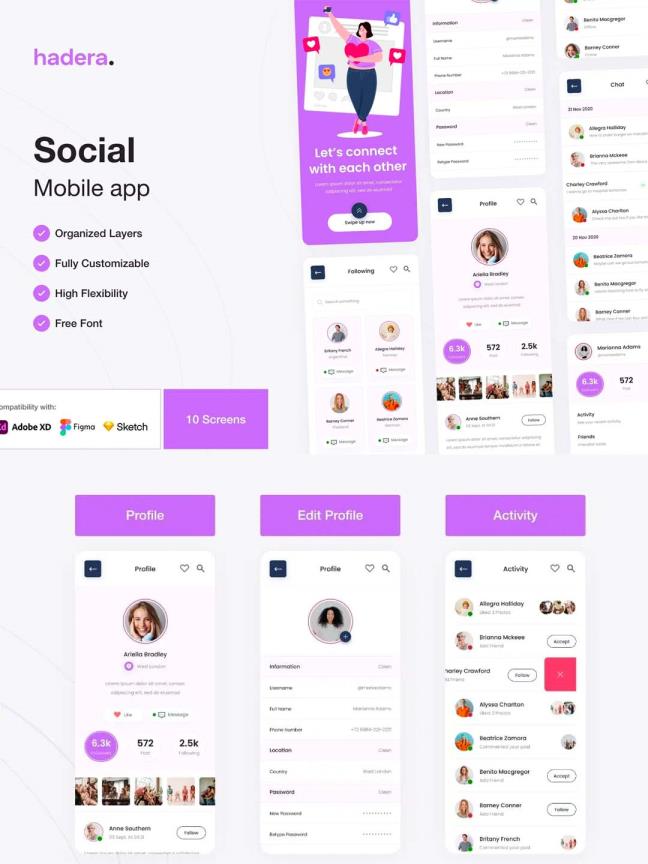 娱乐社交APP、陌生人社交APP UI资源素材 XD,FIG,SKETCH源文件
