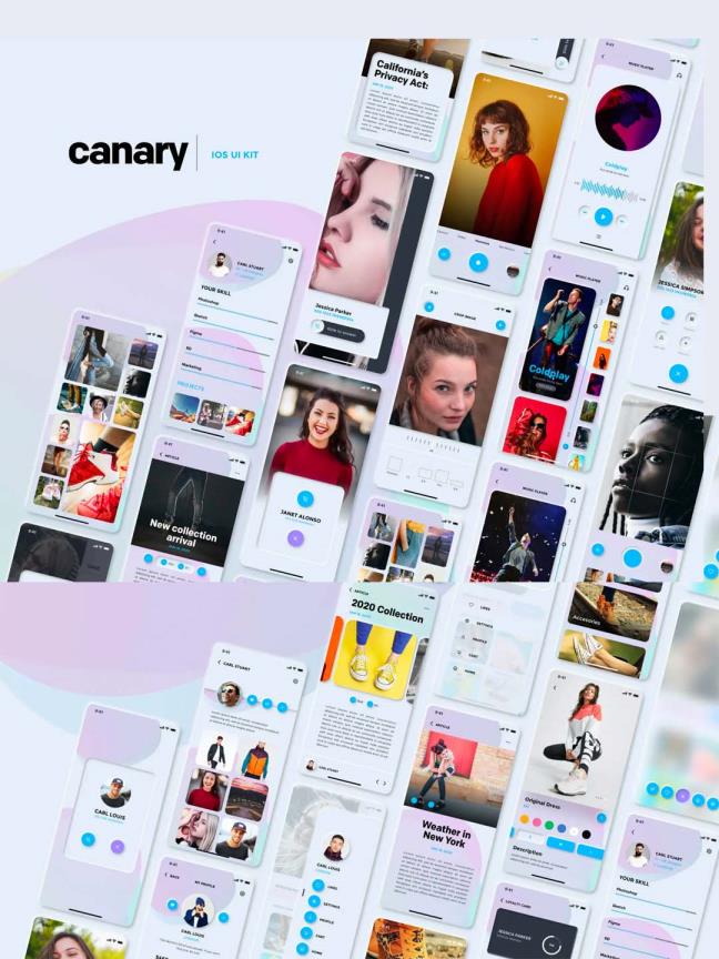 新拟物运动社交产品APP UI资源素材，新拟态风UI kit套件sketch源文件