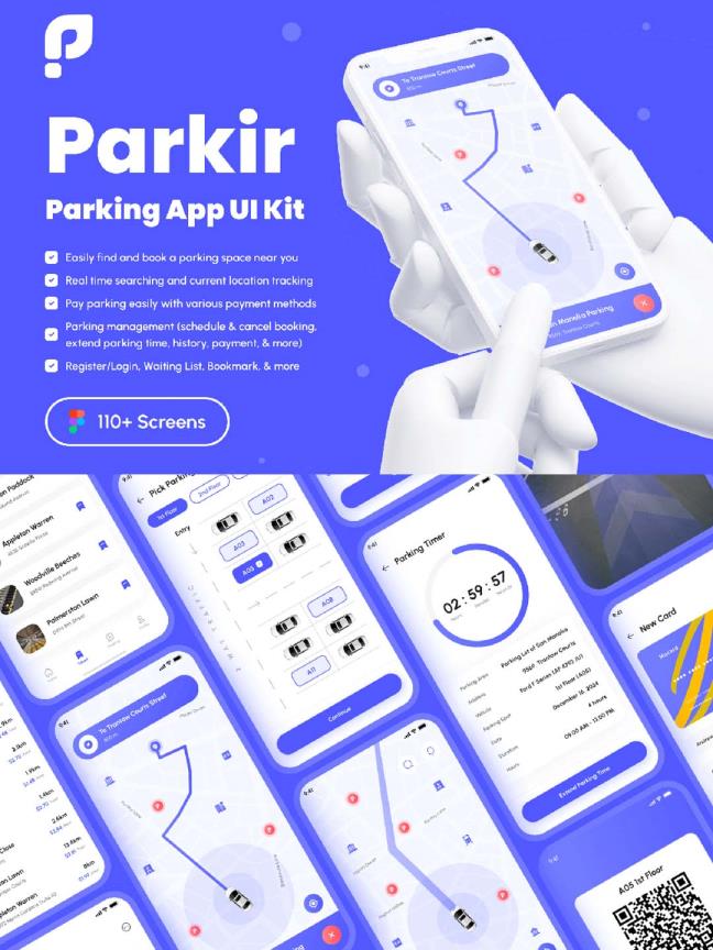 100页智慧停车场APP素材figma源文件