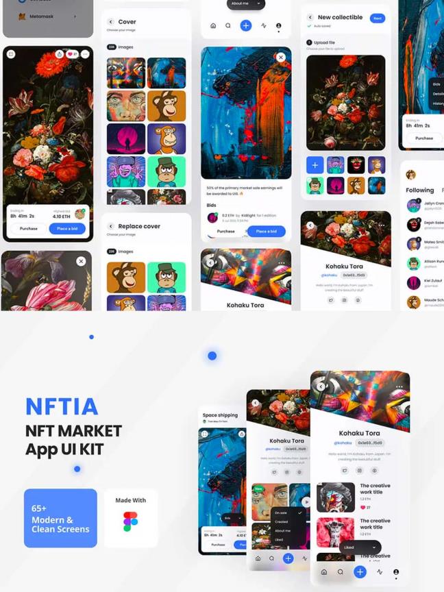 NFT平台市场App UI设计UI资源素材套件figma源文件