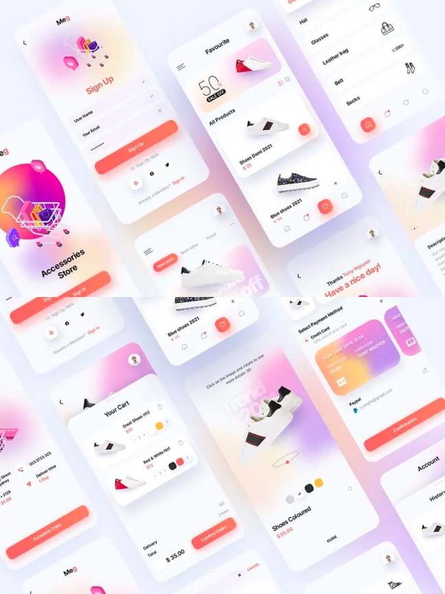 明暗双色风格鞋子电商app ui资源素材xd,psd,fig源文件