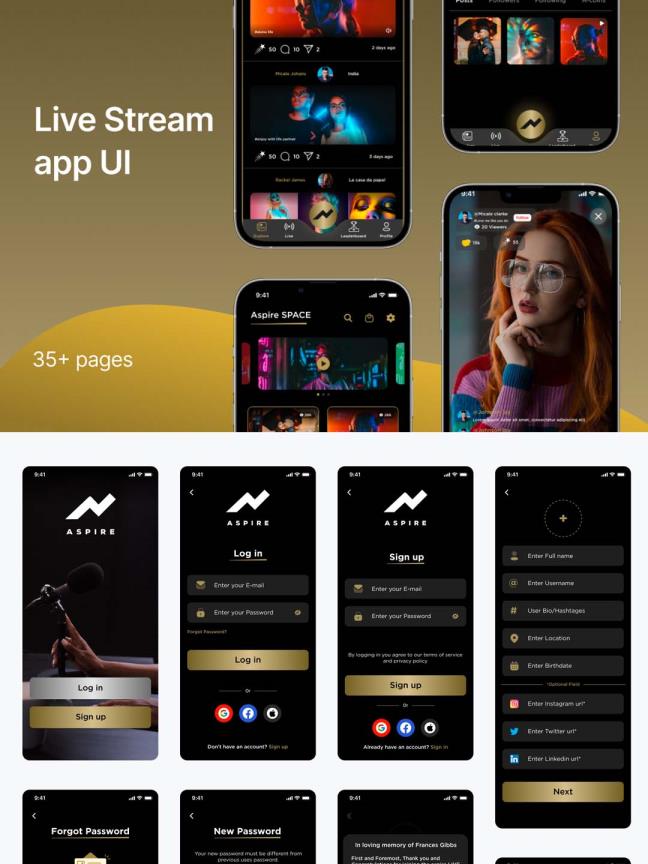 黑金配色尊贵风格的潮酷风格短视频APP ui资源素材figma UI素材源文件