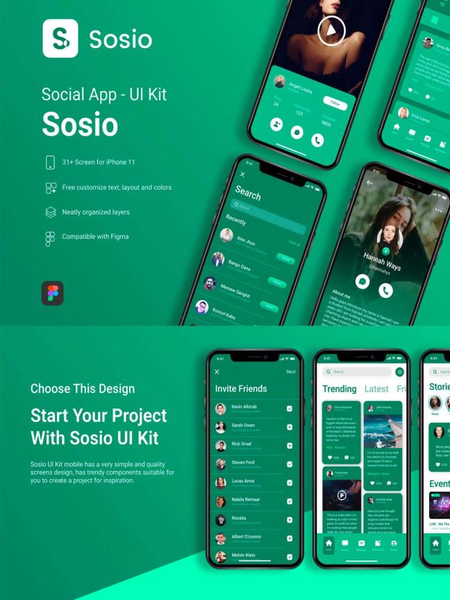 社交、即时通讯、视频交友app ui资源素材figma源文件