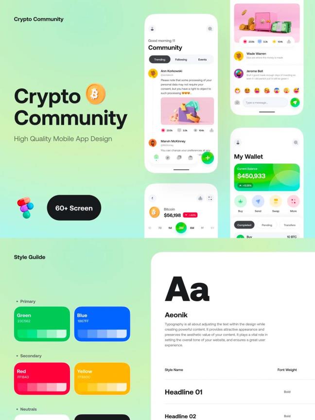 区块链社交平台UI资源加密货币社区平台App应用程序UI kit figma源文件