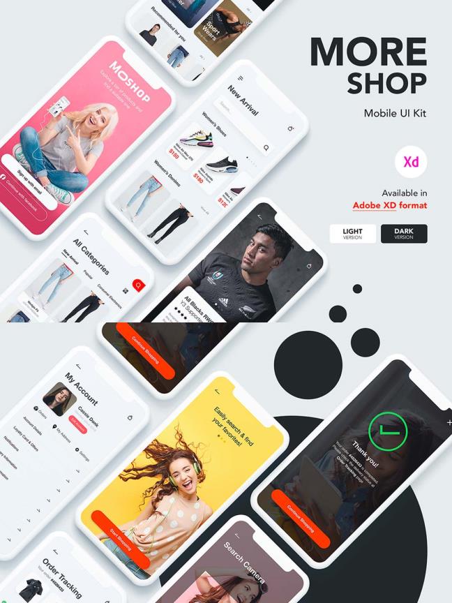 一套高端运动鞋电商app、潮牌鞋类电商app ui资源素材xd源文件