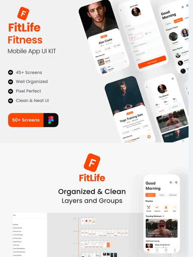 风格新颖的小清新健身产品app ui资源素材figma源文件