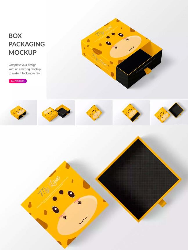 各角度礼盒包装设计样机psd模板mockup源文件下载