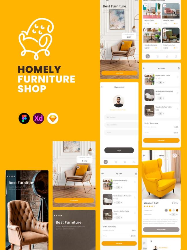 25页现代设计的家居家具店，- Figma – Sketch – XD格式