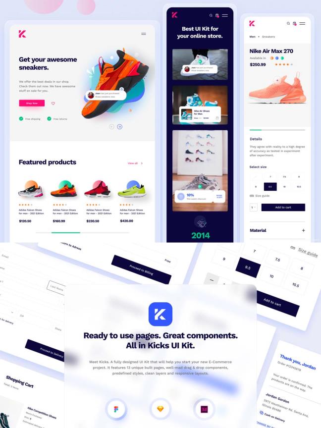 潮流鞋子电商APP+网页端商城UI资源素材sketch,fig,xd源文件