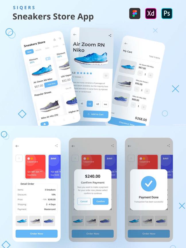 运动鞋电商APP UI设计资源素材 FIG,XD,PSD源文件