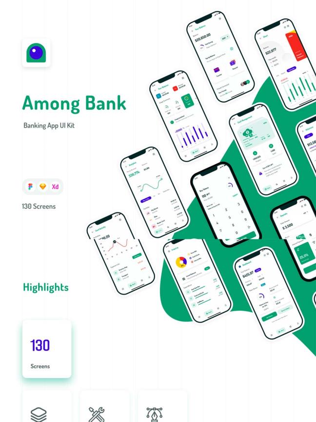 简约大气的金融银行app UI资源素材，在线支付UI套件xd、fig、sketch源文件