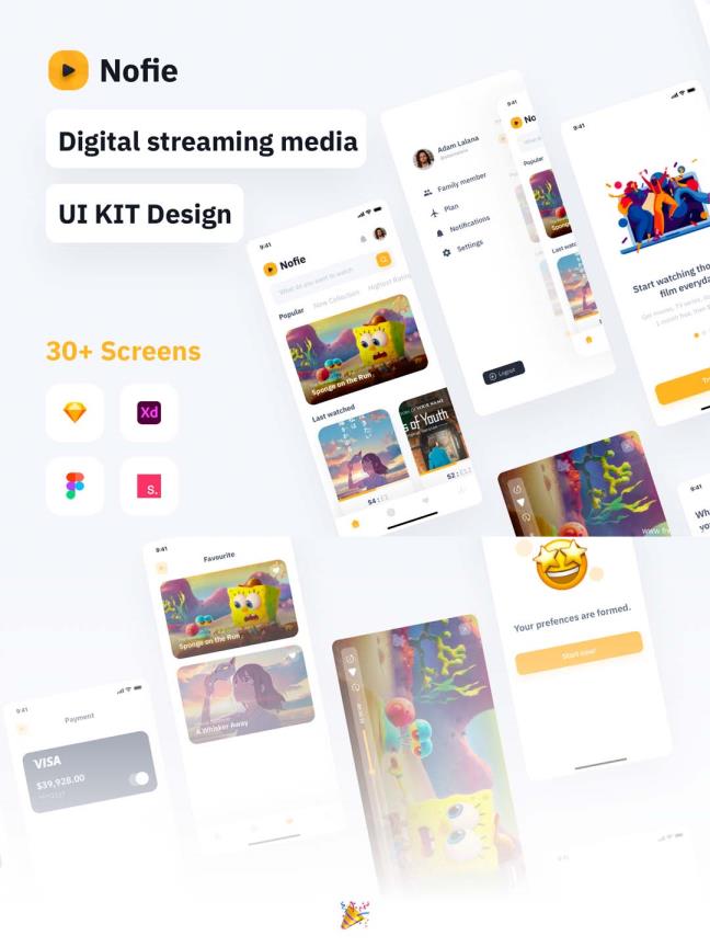 轻量清新风格视频app ui资源素材源文件