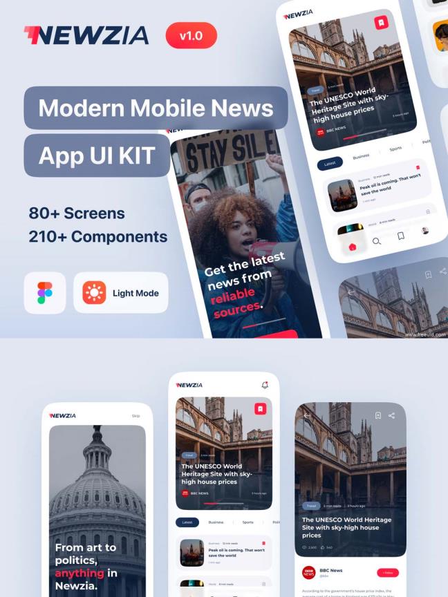 小清新风格新闻资讯app UI资源素材figma源文件