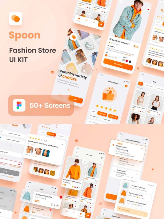 小清新设计风格时尚潮服电商app ui资源素材figma源文件