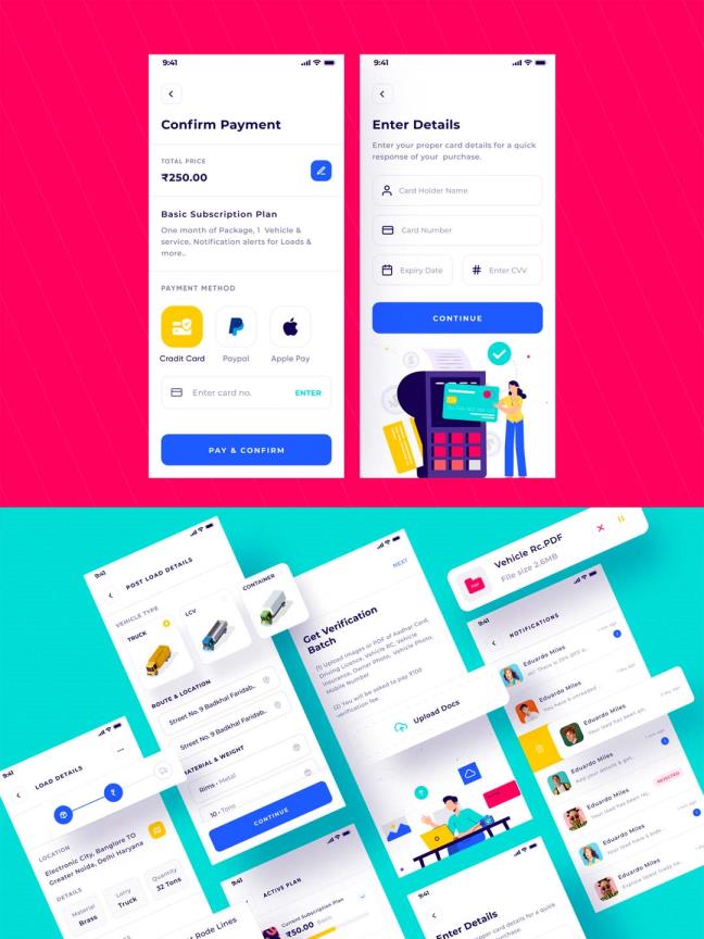 一套稀有的卡车预定app UI资源素材 fig源文件