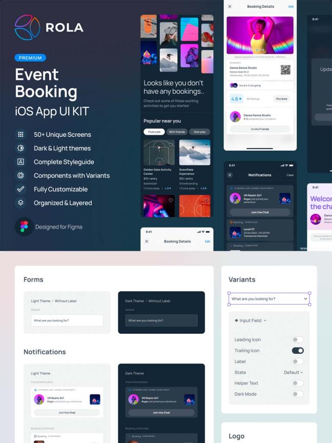 90页明暗活动预约、活动购票app UI素材figma源文件
