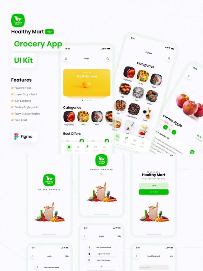鲜果美食app UI资源，生鲜在线商城app UI设计figma源文件