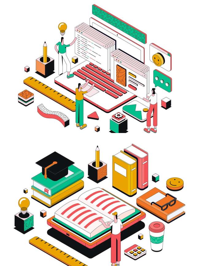 适合各种应用场景的2.5D等距矢量插画素材 ai,eps,psd源文件