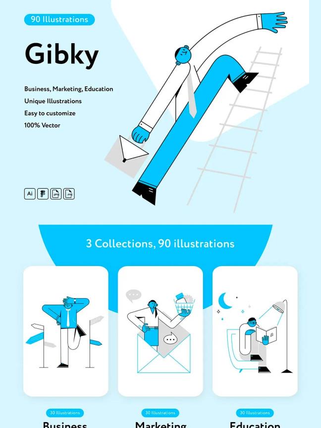 风格独特的运营插画教育主题ai,eps,svg,fig源文件下载