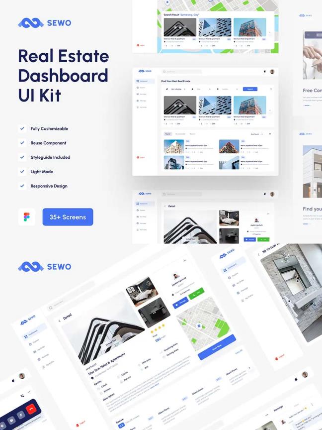 房地产相关的B端后台UI界面设计资源素材figma源文件