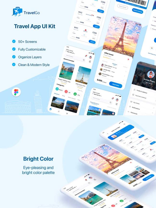 50页精品旅行/旅游主题app UI界面设计figma源文件