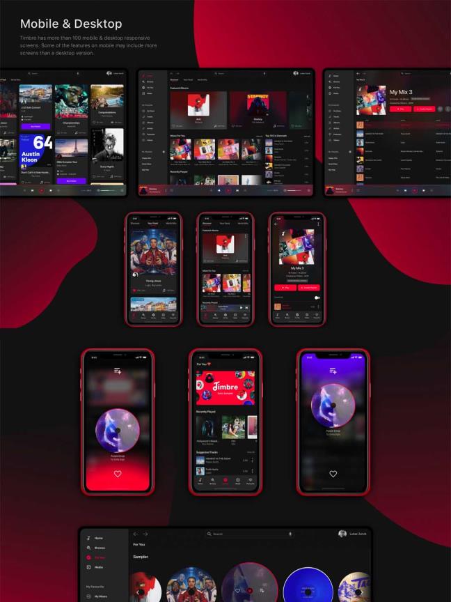 一套完整的音乐app+web端UI设计系统sketch源文件下载