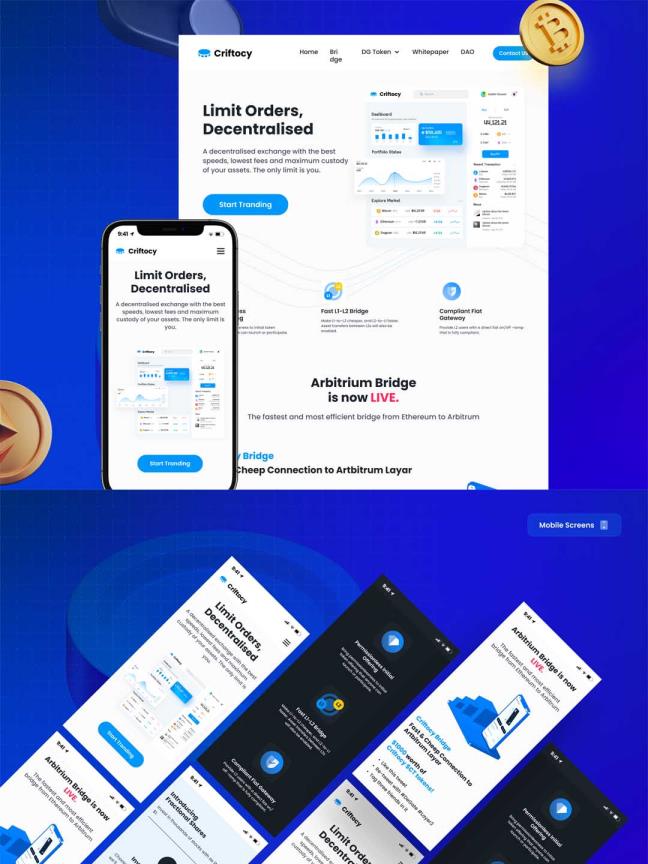 加密货币网站登陆页面模板和Uikit | 免费资源