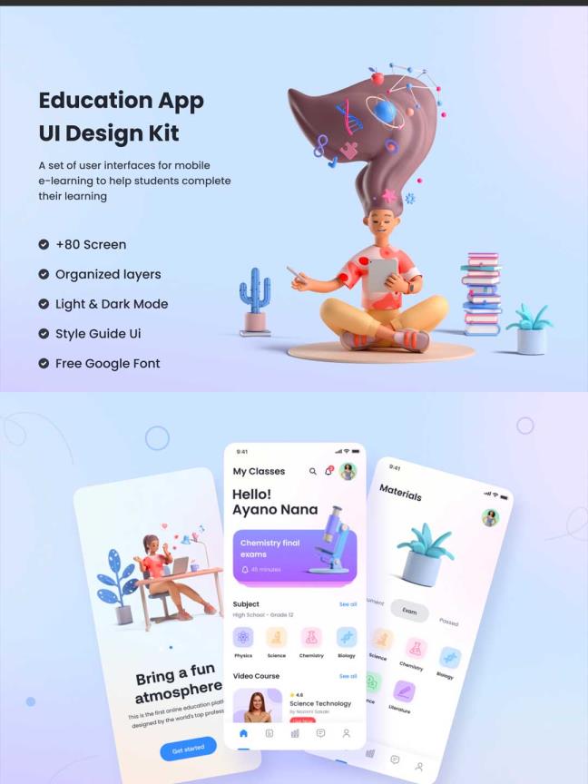 80页全新职业教育在线学习APP UI设计figma源文件