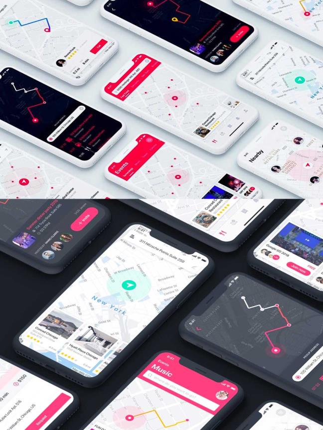 地图导航UI界面设计资源合集，地图导航app UI源文件下载