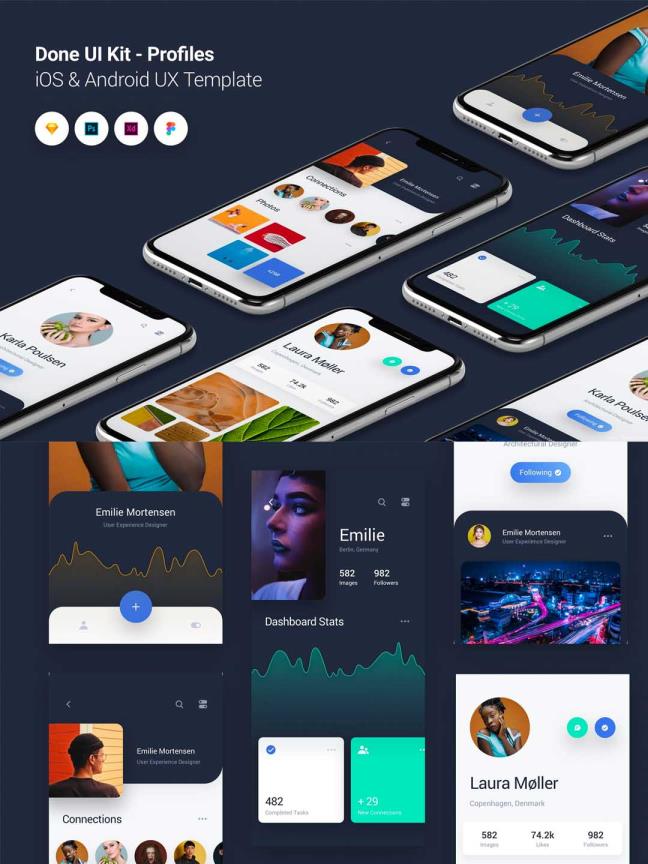 一套设计师作品集app ui界面设计源文件PSD,SKETCH,XD源文件下载