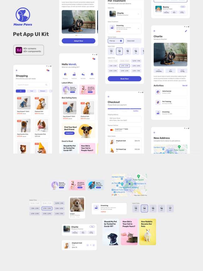 48页宠物社区+宠物电商app ui sketch，xd，figma源文件（没有演示图）