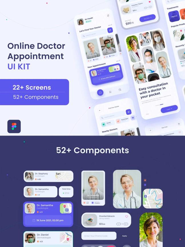 在线医疗APP ui源文件下载，在线问诊app ui资源下载，医疗问诊app ui素材下载