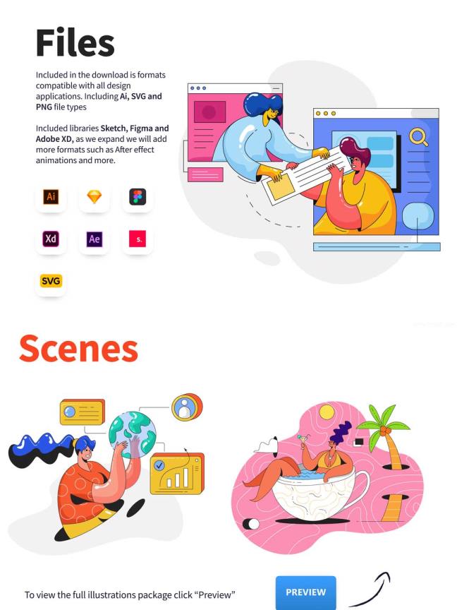 32个独特的各个行业彩色人物插画xd,ai,fig,sketch,svg源文件