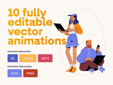 免费运营插画动效组件库ae源文件下载，运营动效UI插画素材资源下载