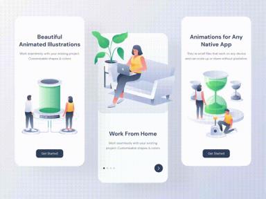 一套高端商务办公场景2.5D插画动效运营设计源文件，2.5D动效插画组件源文件下载