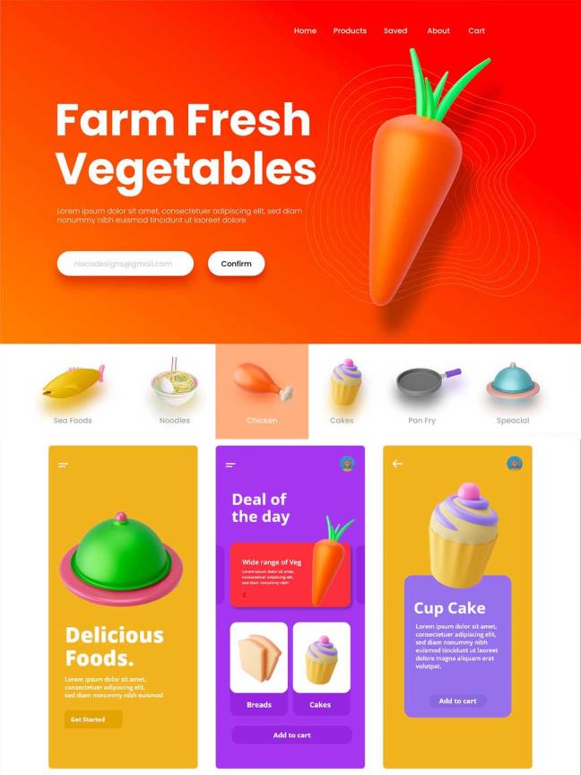 美食类3D模型blender源文件，美食类3D插画UI设计资源下载