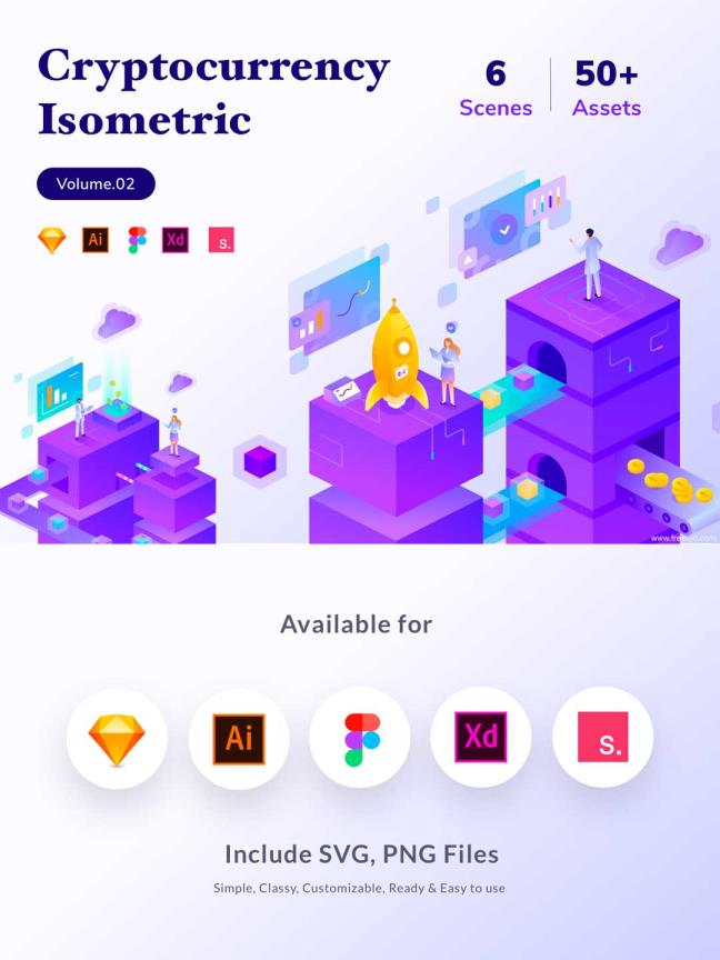 一套2.5D矢量插画运营素材下载，金融方向2.5D插画ai源文件、sketch源文件