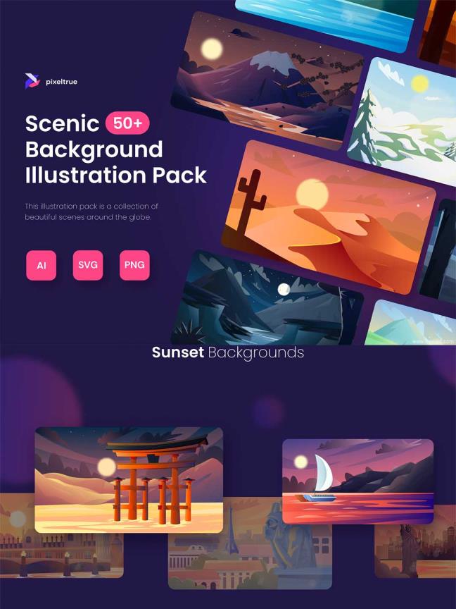 一组城市坐标建筑风格运营插画套图矢量素材ai源文件下载